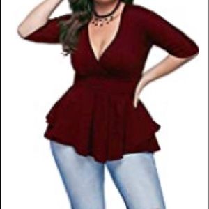 🆑Sexy Deep V Neck Pleated Half Sleeve Blouse